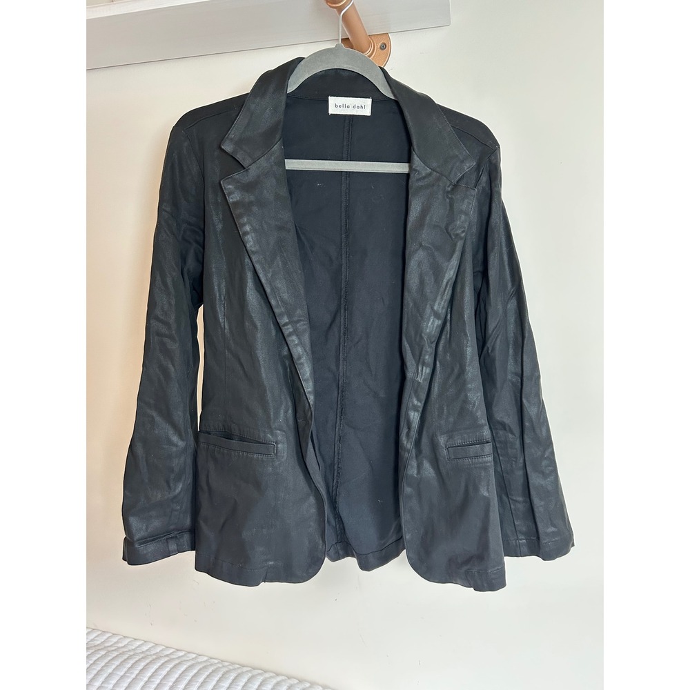 Bella Dahl Black Faux Leather Blazer Jacket Womens Size Medium